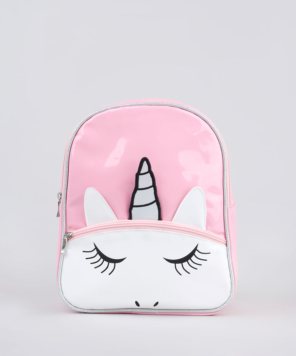 Mochila-Infantil-Unicornio-em-Verniz-com-Bolso-Rosa-9664516-Rosa_1
