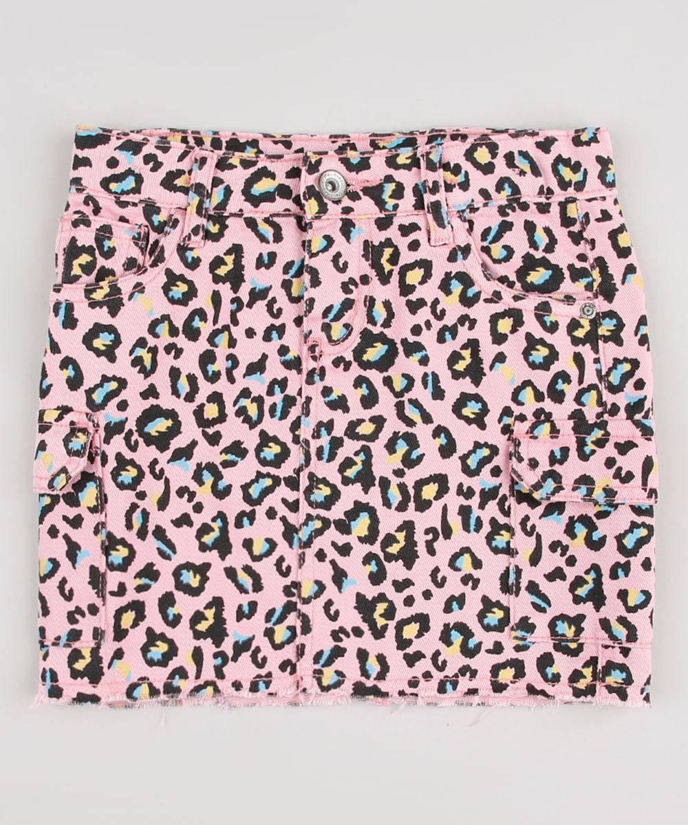 Saia-de-Sarja-Infantil-Cargo-Estampada-Animal-Print-Onca-Rosa-9826299-Rosa_1