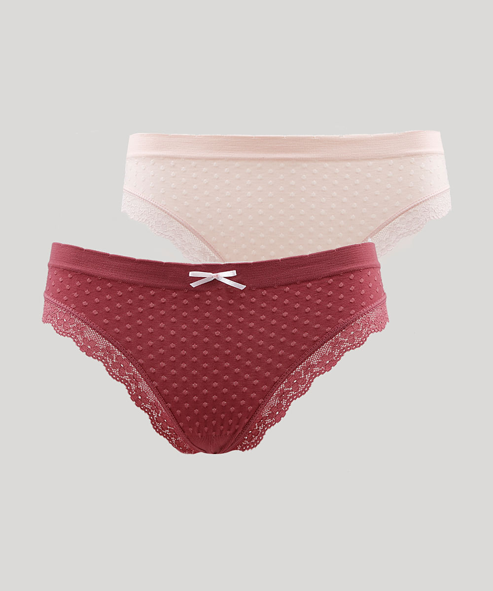Kit-de-2-Calcinhas-Calecon-Sem-Costura-Texturizadas-de-Poa-com-Renda-Rosa-9825240-Rosa_1