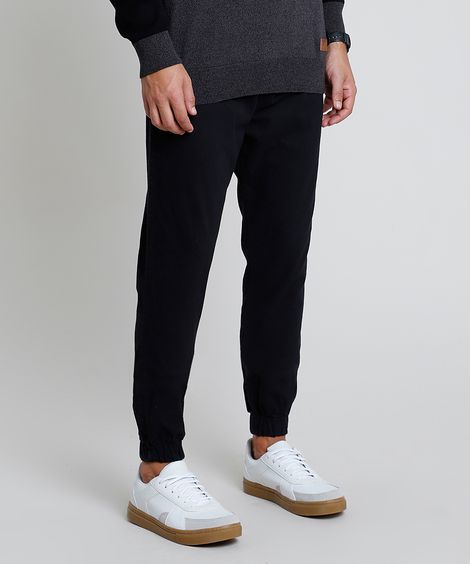Calça Masculina Jogger Slim com Cordão Preta