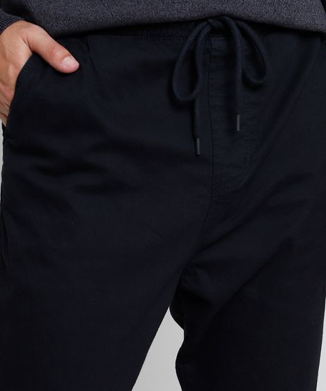 Calça Masculina Jogger Slim com Cordão Preta