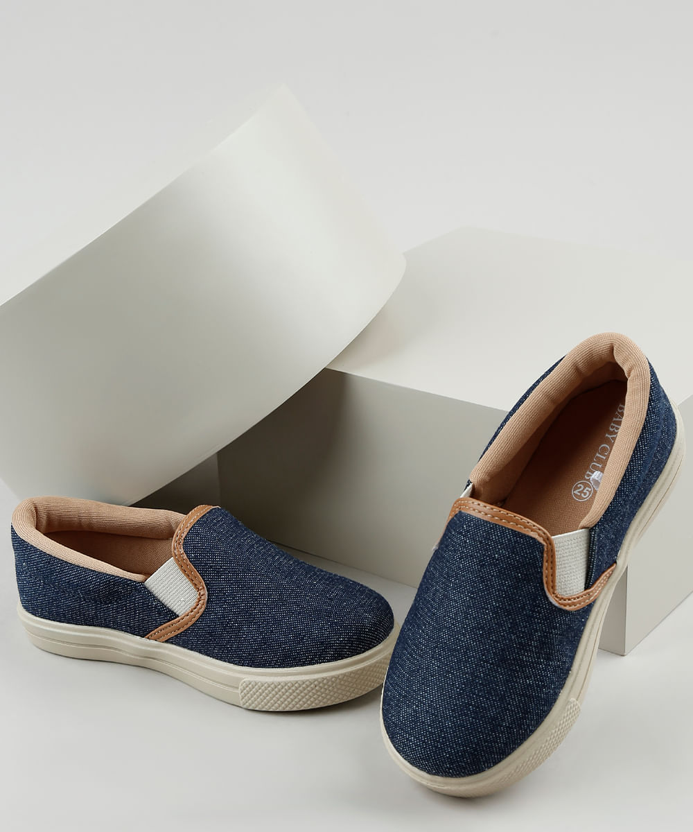Tênis Jeans Infantil Baby Club Slip On Azul Escuro Menor preço em Tênis Jeans Infantil Baby Club Slip On Azul Escuro