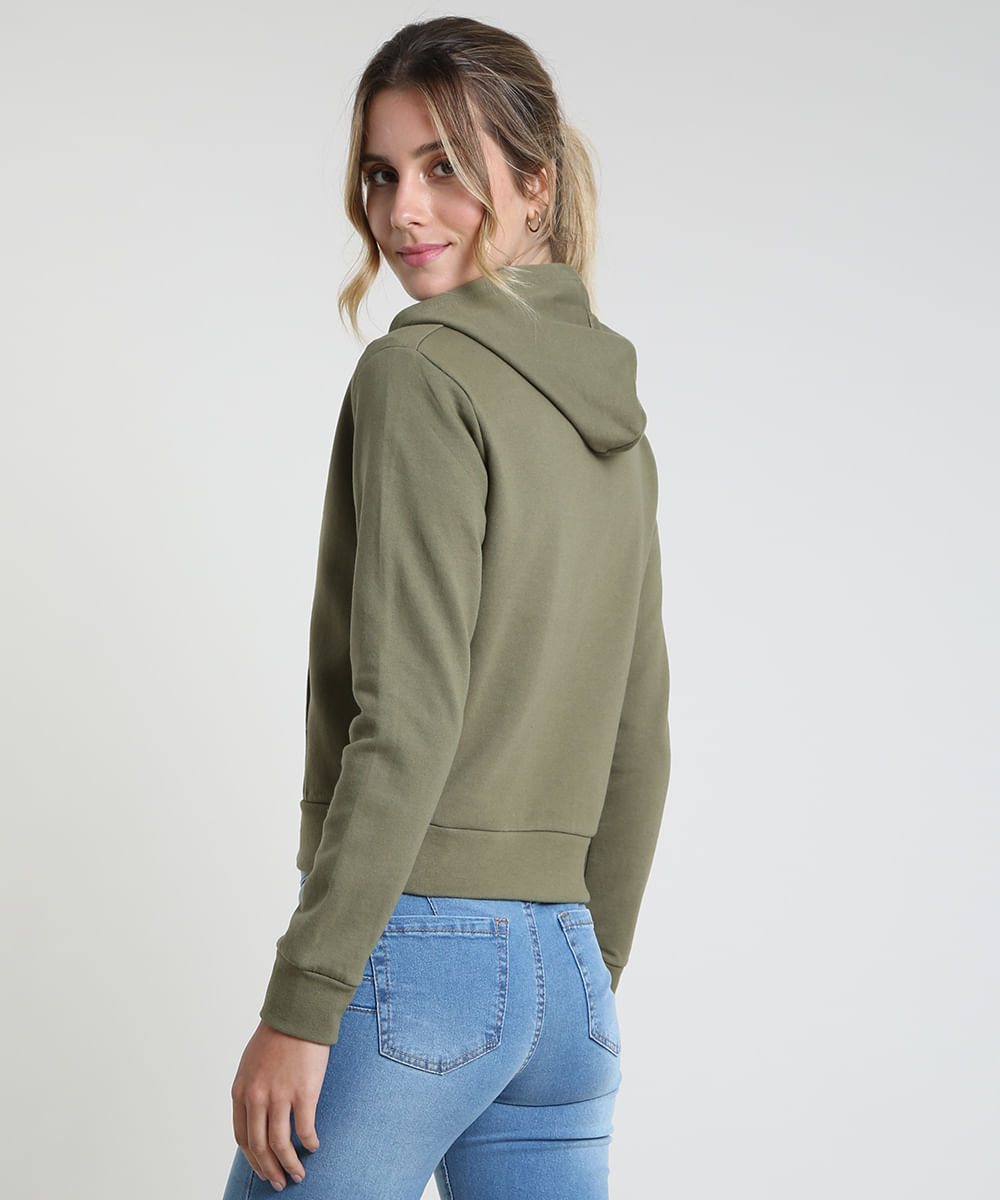 women's olive green moletom com capuz