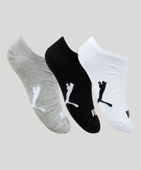 Kit de 3 Meias Masculinas Puma Soquete Multicor