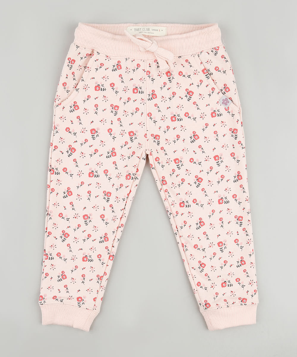 Calca-Infantil-Estampada-Floral-em-Moletom-com-Bolsos-Rosa-Claro-9794861-Rosa_Claro_1