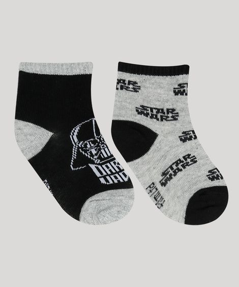 Kit de 2 Meias Infantis Cano Médio Star Wars Estampadas Multicor