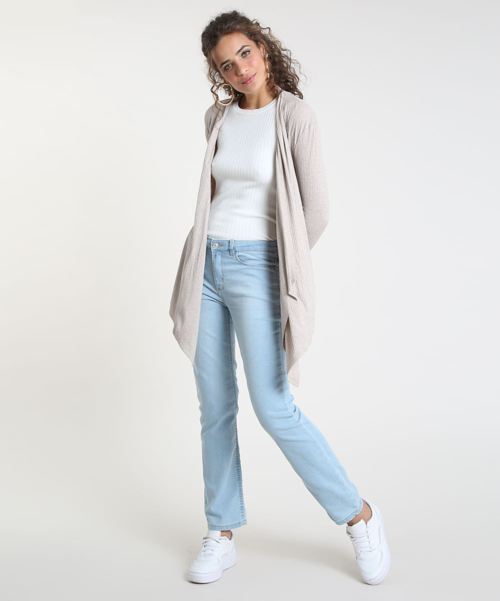 cardigan com calça jeans