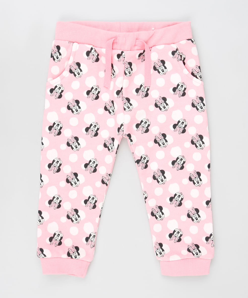 Calca-Infantil-Minnie-Estampada-de-Poa-em-Moletom-Felpado-Rosa-9839871-Rosa_1