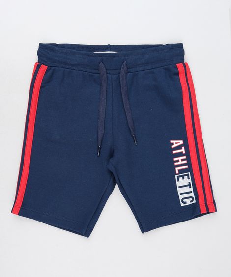 Bermuda Infantil em Moletom com Bolsos Azul Marinho