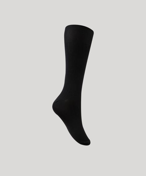 Kit de 3 Meias Masculinas Cano Alto Caneladas Preto