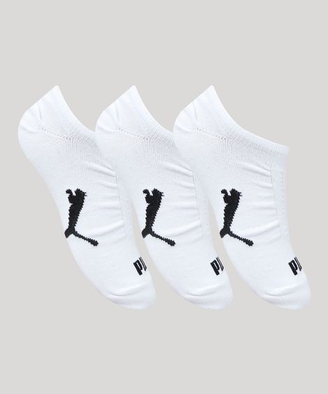 Kit de 3 Meias Masculinas Puma Soquete Branco