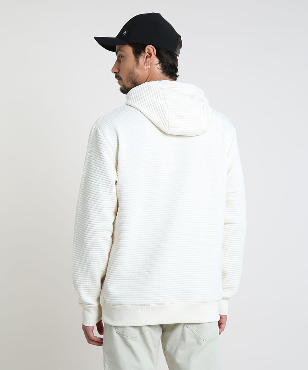 cream pullover moletom com capuz