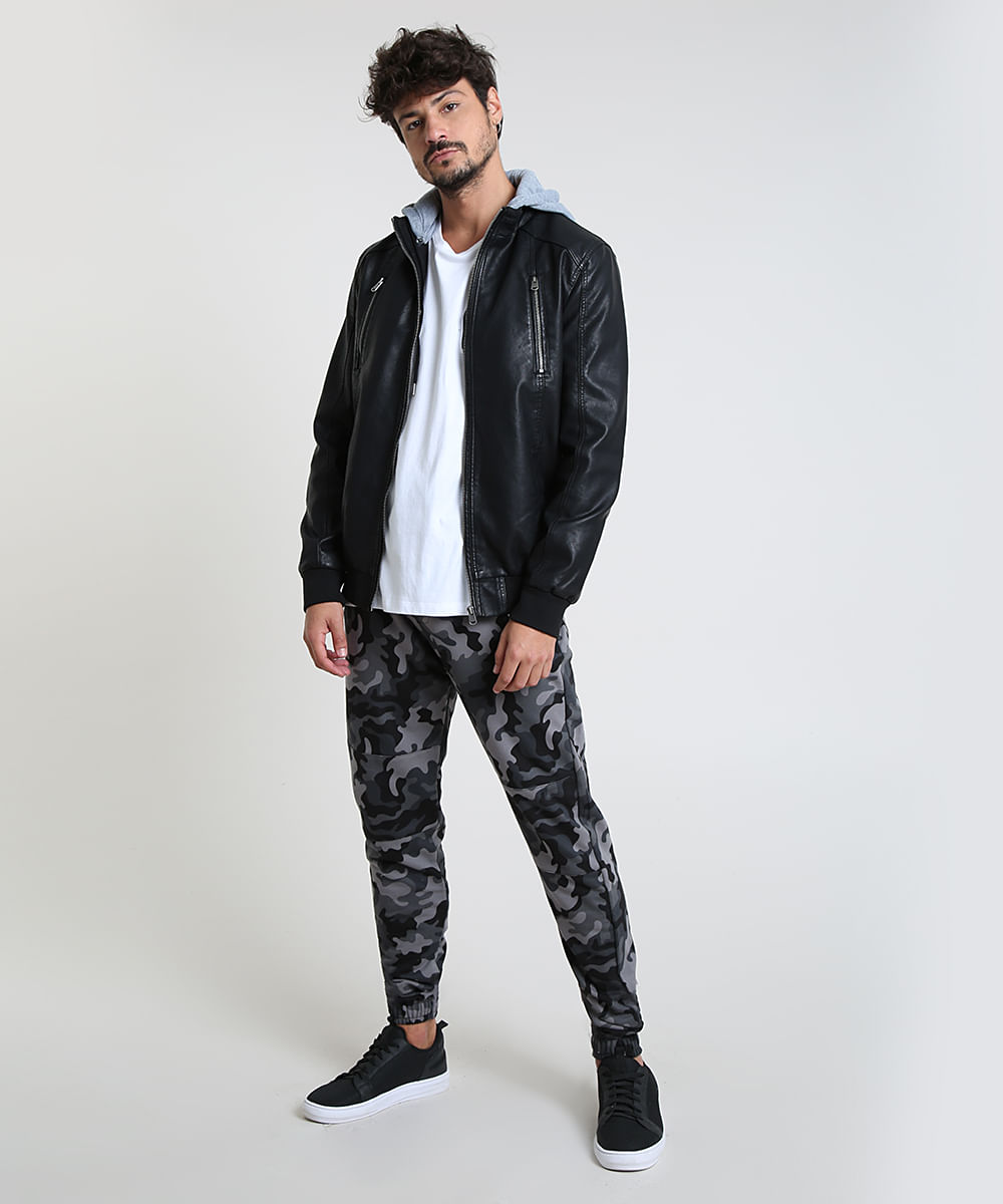 biker jacket and moletom com capuz
