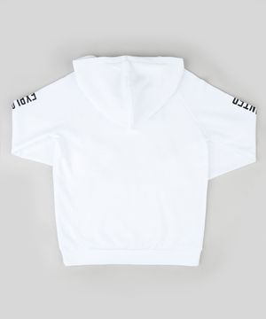 Blusão Juvenil NASA em Moletom com Capuz e Bolso Branco