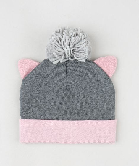 Gorro Infantil LOL Surprise em Tricô com Pompom Cinza
