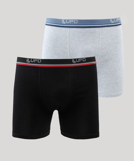 Kit de 2 Cuecas Masculinas Lupo Boxer Multicor