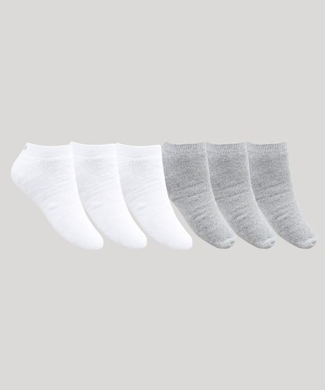 Kit de 6 Meias Masculinas Invisíveis Esportivas Multicor
