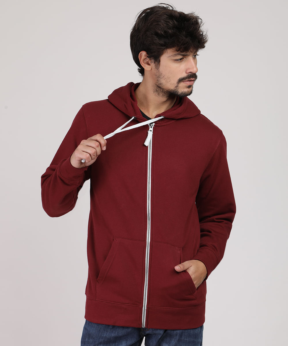 red full zip moletom com capuz