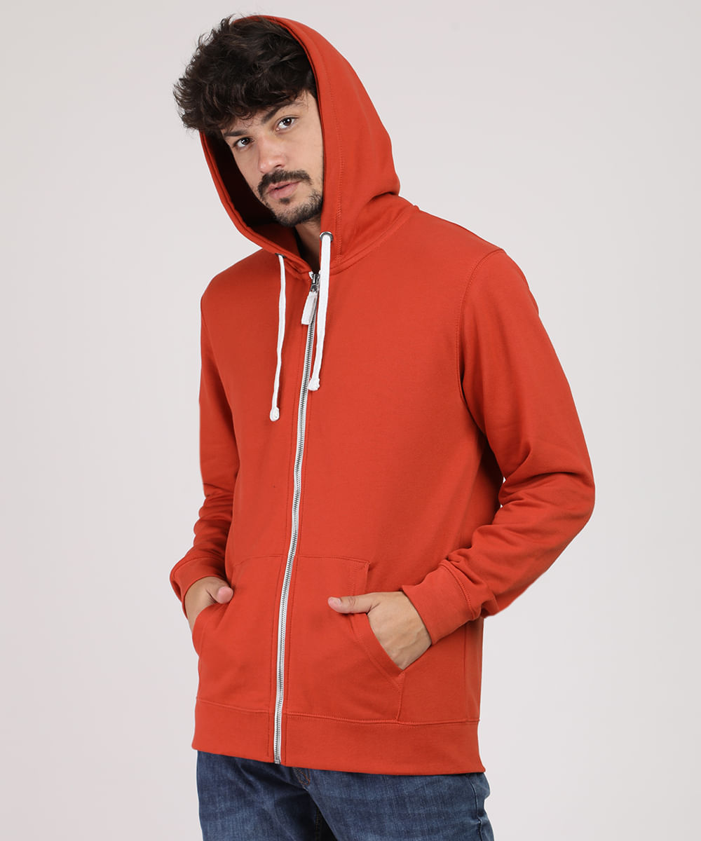 red full zip moletom com capuz