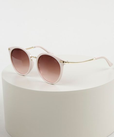 Óculos de Sol Redondo Feminino Yessica Off White