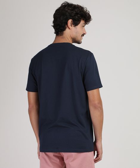 Camiseta Masculina Mega Drive Sega Manga Curta Gola Careca Azul Marinho