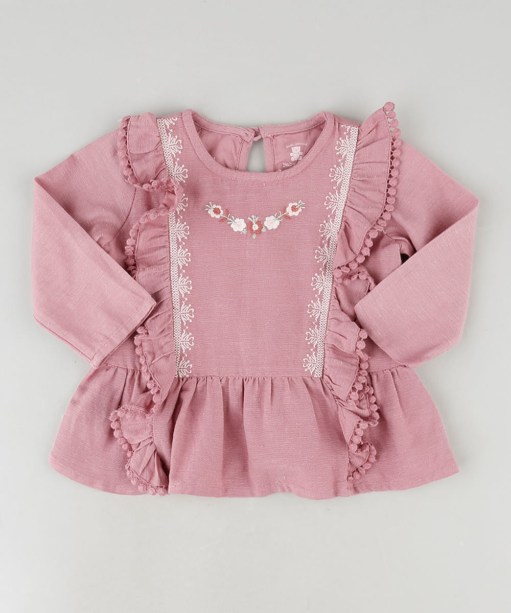 Blusa-Infantil-com-Babado-e-Linho-Manga-Longa-Rosa-Escuro-9844896-Rosa_Escuro_1