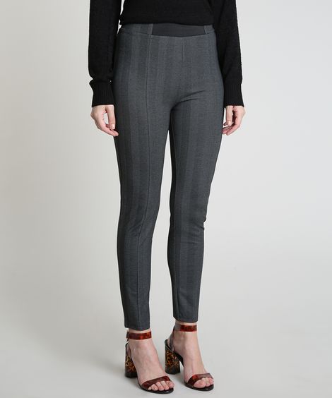 Calça Legging Feminina Estampada Cinza Mescla Escuro