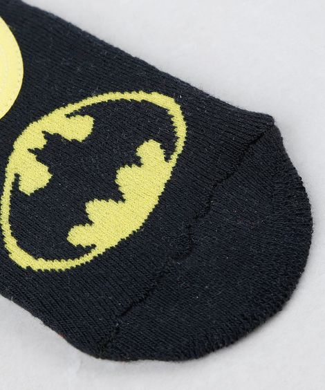 Meia Infantil Sapatilha Batman com Sola Antiderrapante Preta