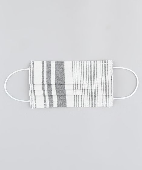 Máscara de Tecido Reutilizável para Proteção Individual Listrada Off White