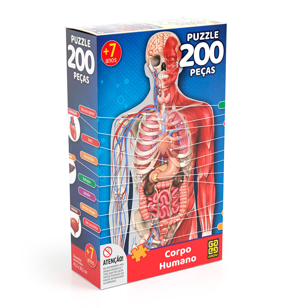 Puzzle 200 peças Corpo Humano Menor preço em Puzzle 200 peças Corpo Humano