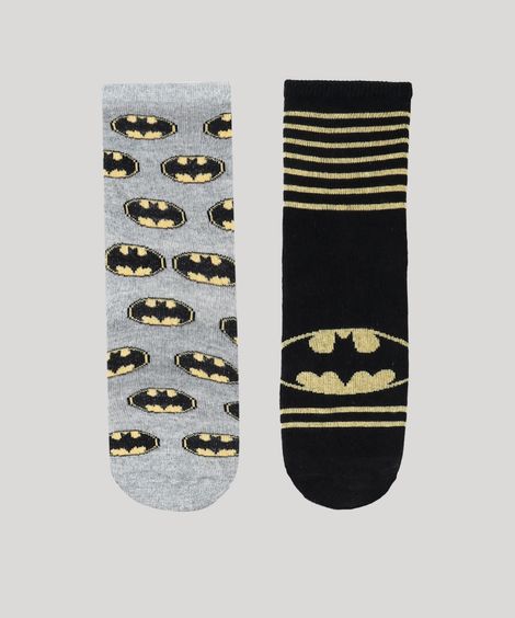 Kit de 2 Meias Infantis Batman Multicor