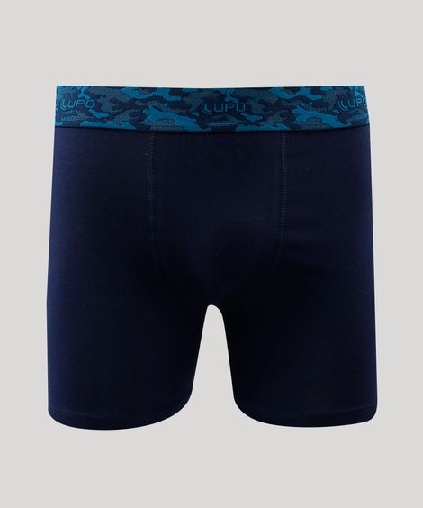 Cueca Boxer Masculina Lupo Camuflada Azul Marinho