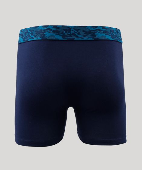 Cueca Boxer Masculina Lupo Camuflada Azul Marinho