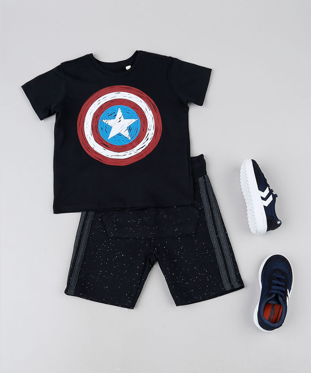 camisa preta capitao america
