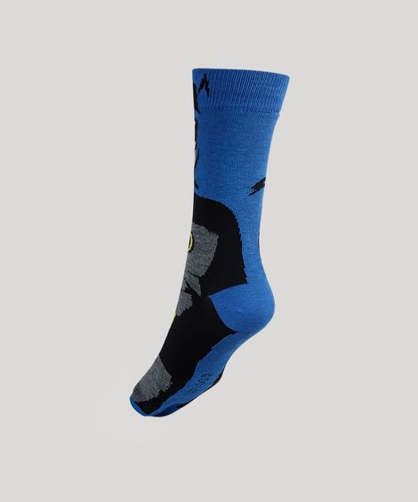 Meia Masculina Cano Alto Batman Azul Royal