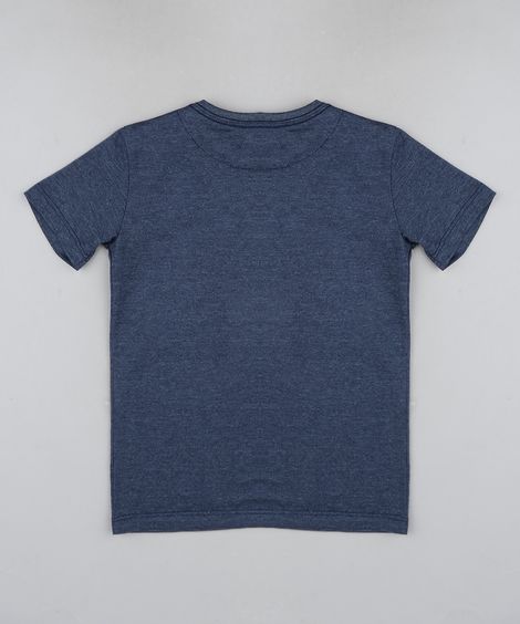 Camiseta Infantil com Bolso Manga Curta  Azul Marinho Mescla