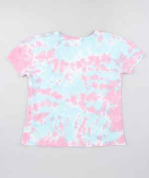 Blusa juvenil Tie Dye NASA Manga Curta Rosa