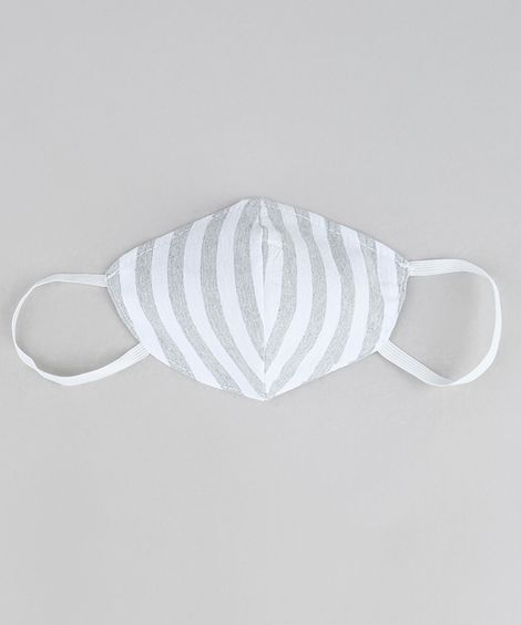 Máscara de Tecido Reutilizável para Proteção Individual Listrada Off White