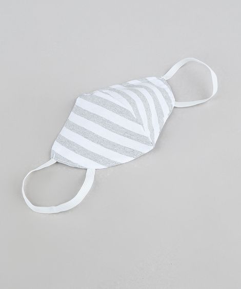 Máscara de Tecido Reutilizável para Proteção Individual Listrada Off White