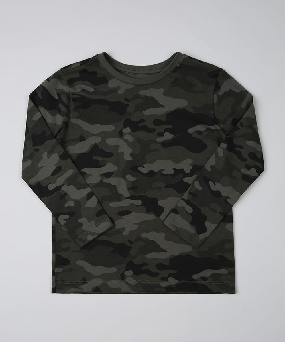 blusa manga longa camuflada