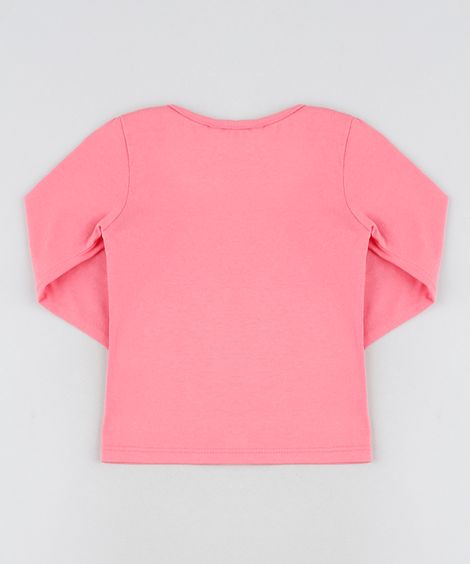 Blusa Infantil Gatinho Manga Longa Rosa