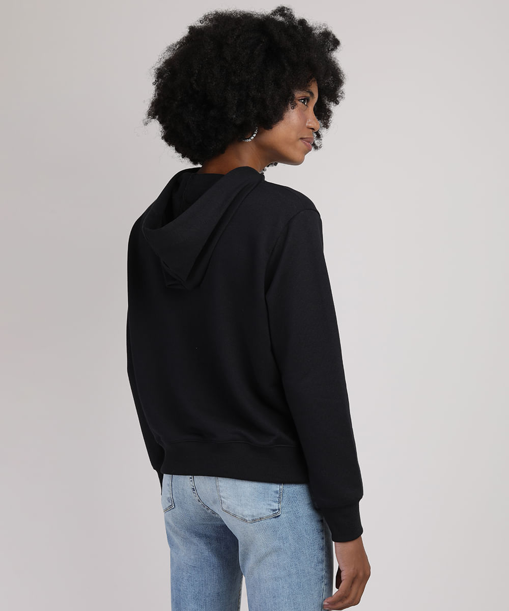 navy cropped zip up moletom com capuz