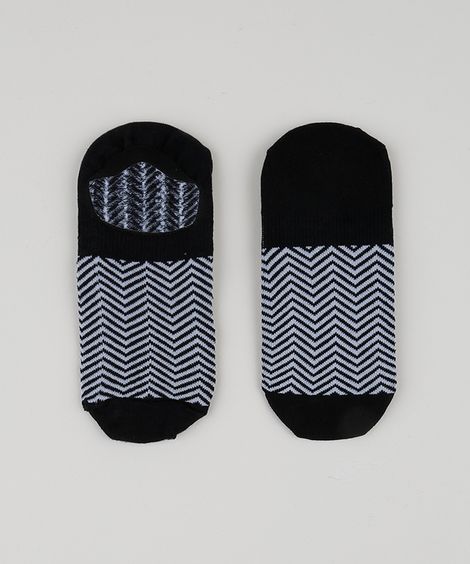 Meia Feminina Sapatilha Chevron Preta