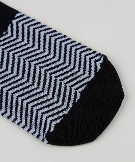 Meia Feminina Sapatilha Chevron Preta