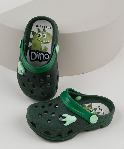 Babuche Infantil Baby Club Dinossauros Verde Escuro