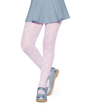 Meia Calça Infantil Lobinha Microfibra Fio 20 Estampada de Estrelas Rosa
