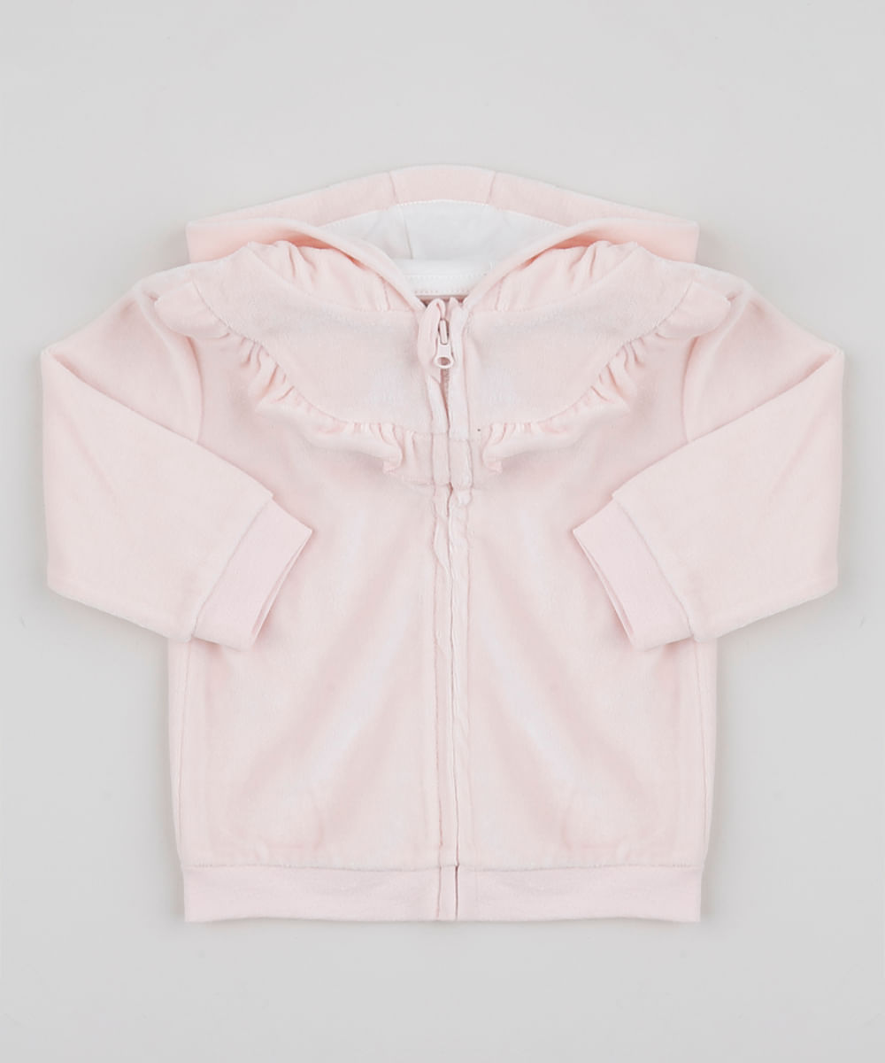 Blusao-Infantil-em-Plush-com-Capuz-e-Babados-Rosa-Claro-9851383-Rosa_Claro_1