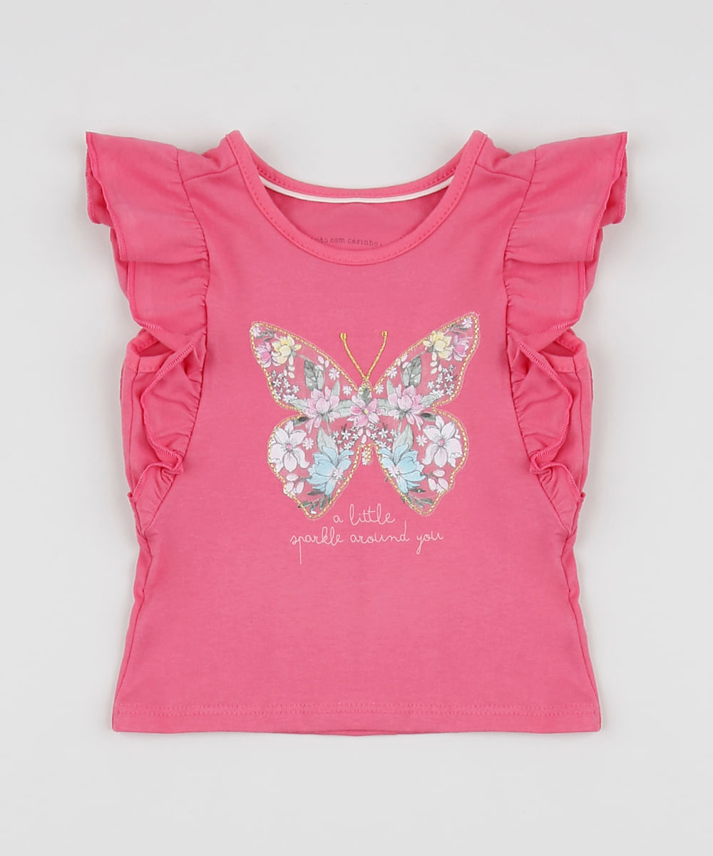 Blusa-Infantil-com-Babado-e-Borboleta-Manga-Curta-Rosa-Escuro-9917543-Rosa_Escuro_1