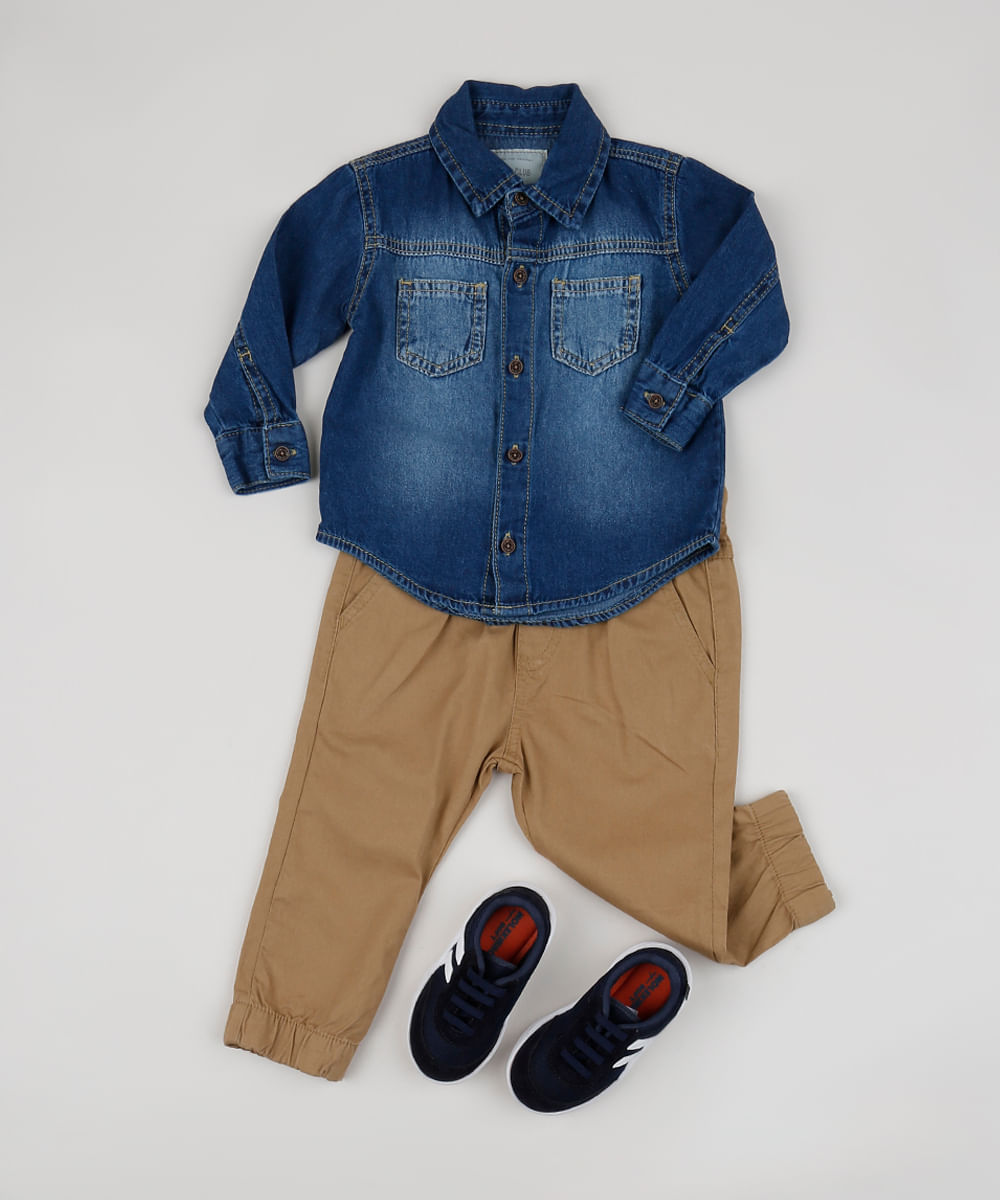 camisa jeans infantil c&a