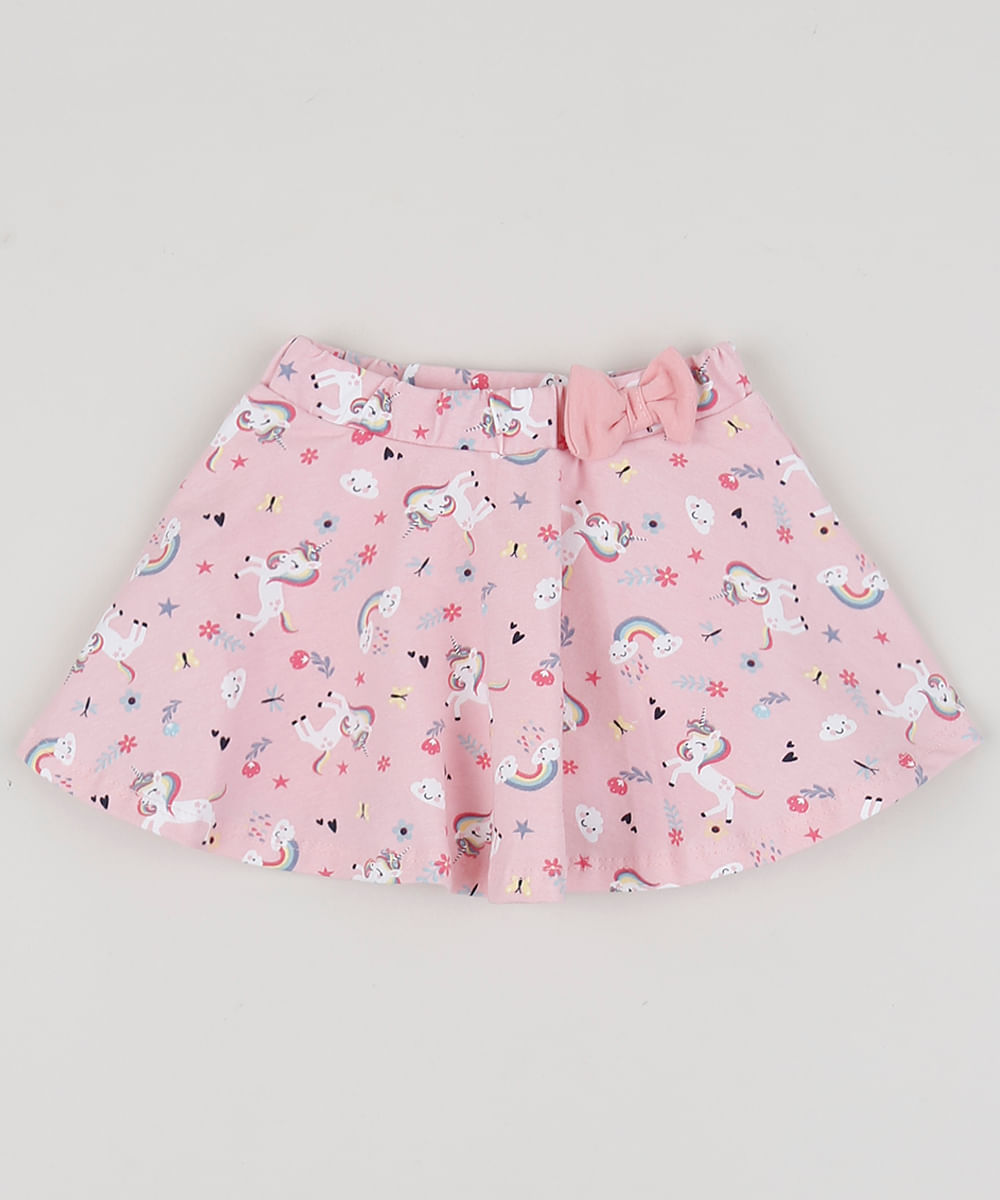 Short-Saia-Infantil-Estampado-de-Unicornios-com-Laco-Rosa-Claro-9943376-Rosa_Claro_1